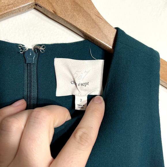 Cinq a Sept Emerald Green Midi Dress LAST CALL - Picture 3 of 6